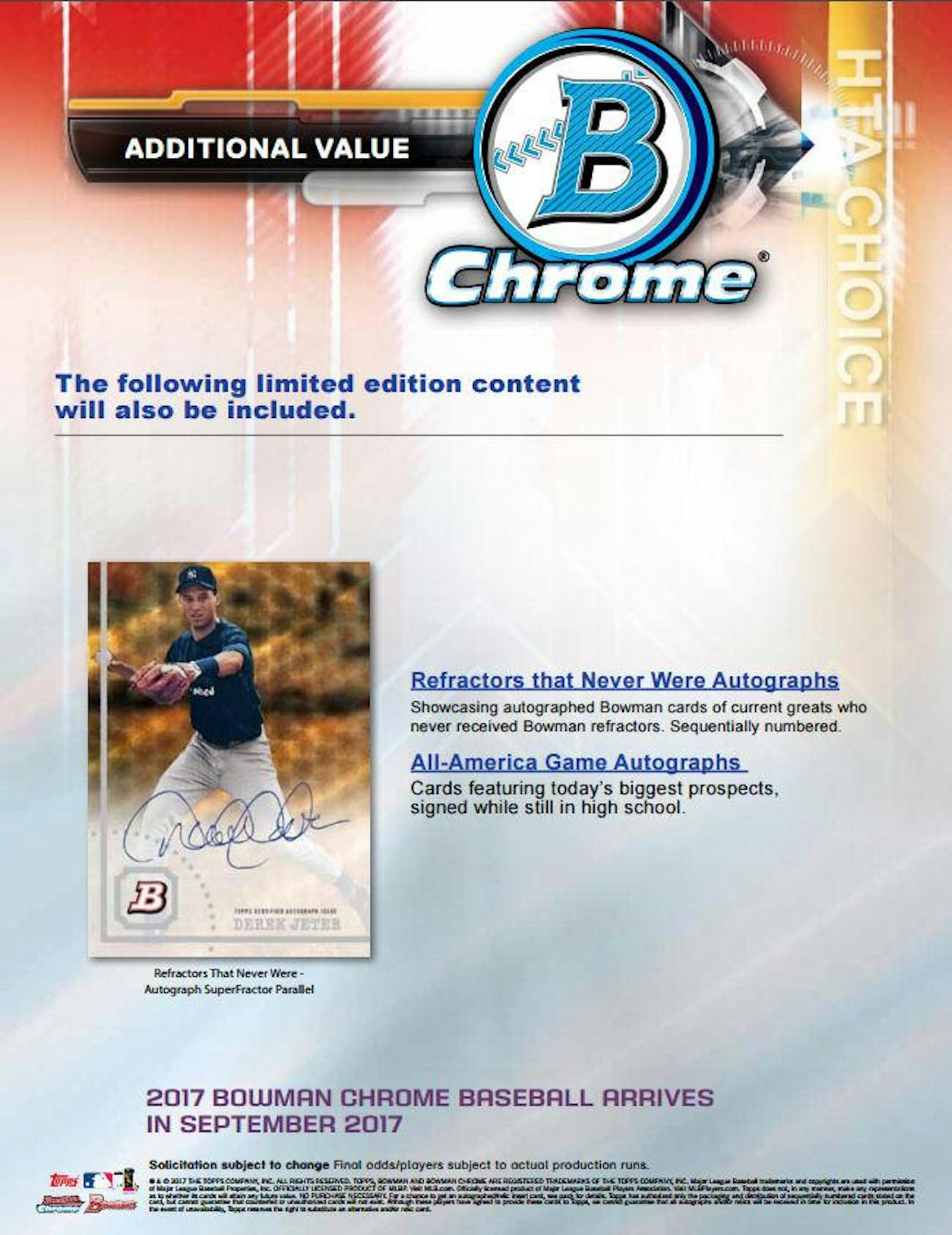 2017 Bowman Chrome Baseball HTA Choice Box DA Card World